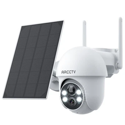 ARCCTV Solar Security Camera 4MP 360° PTZ Wireless 2Way Audio Home Outdoor