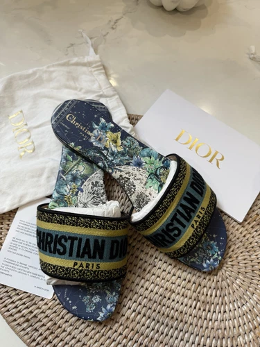 Dior Dway Slides Multicolore Zodiaque Brodé Coton Authentique Reçu 39,5