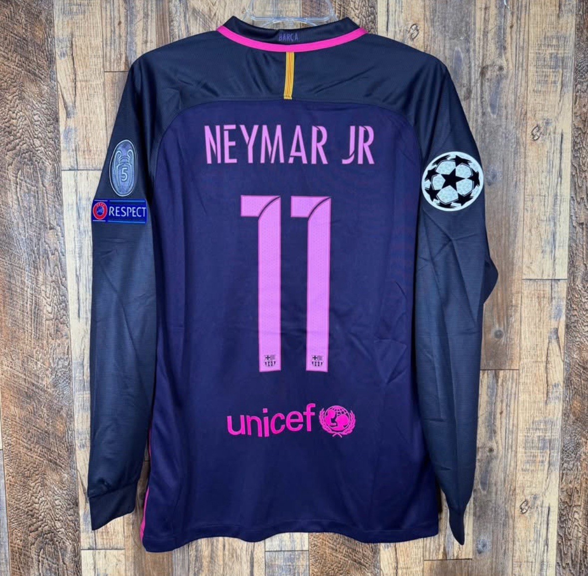 FC Barcelona 2016-17 Away Long Sleeve Soccer Jersey NEYMAR JR #11