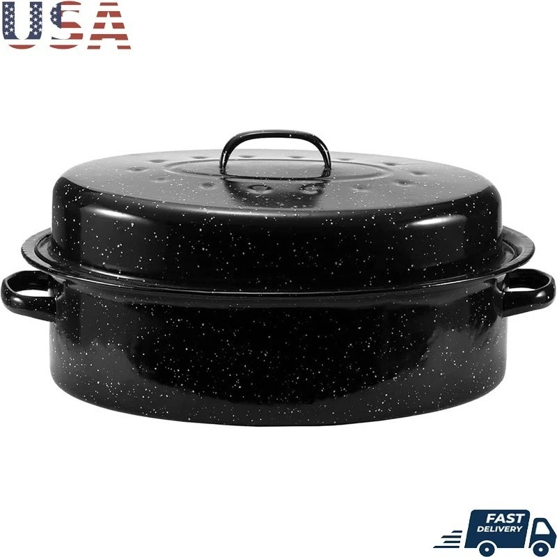 18' Large Oval Roaster Pan Nonstick Dishwasher Safe Perfect Turkey Ham Chicken