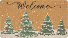 Winter Welcome Mats for Front Door Faux-Coir Pinetree Door Mat 17X30 Inch