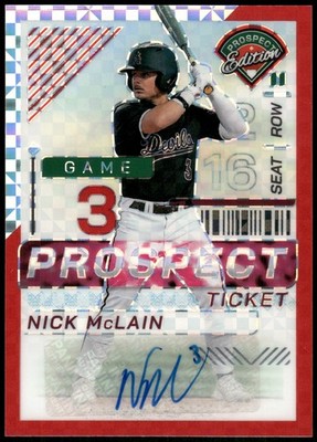 2024 Panini Prospect Edition #45 Nick McLain Red Power Signatures Holo #/99