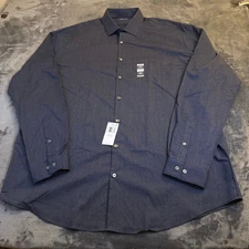 Van Heusen Comfort Performance Fit Stretch Navy Dress Shirt Mens 18 37/38 NWT