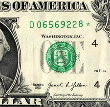 2021 D Star note  1 dollar bill Regular Run
