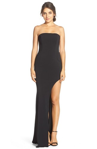 Jay Godfrey 'Harrison' Leg Cutout Stretch Crepe Gown (
