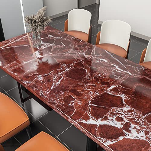 Red Brown Marble Contact Paper for Countertop Faux Granite Wallpaper 88"x15.8" - Bild 3 von 5