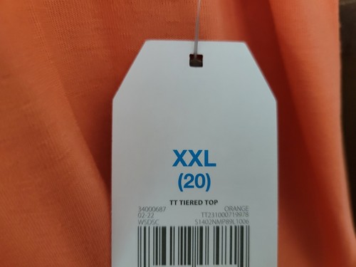 NWT TIME AND TRU Women's XXL 20 Orange Tiered Modal Polyester Spandex Shirt - Picture 2 of 4