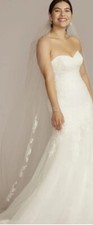 David's Bridal Oleg Cassini SIZE 26W Wedding Dress Soft White Strapless CWG926