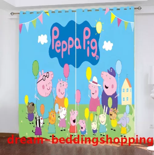 Peppa Pig 3D Dicke Verdunkelungsvorhänge Kinderzimmer Dekore Thermo Ring Top Ösen - Bild 4 von 22