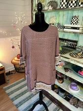 URBAN MANGOZ  Tunic Dress Boho Button Back Neckline Large Burgundy Wine Pockets