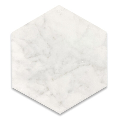C36H 6'' Hexagon Honed Carrara White Marble Venato Carrera Bianco Tile