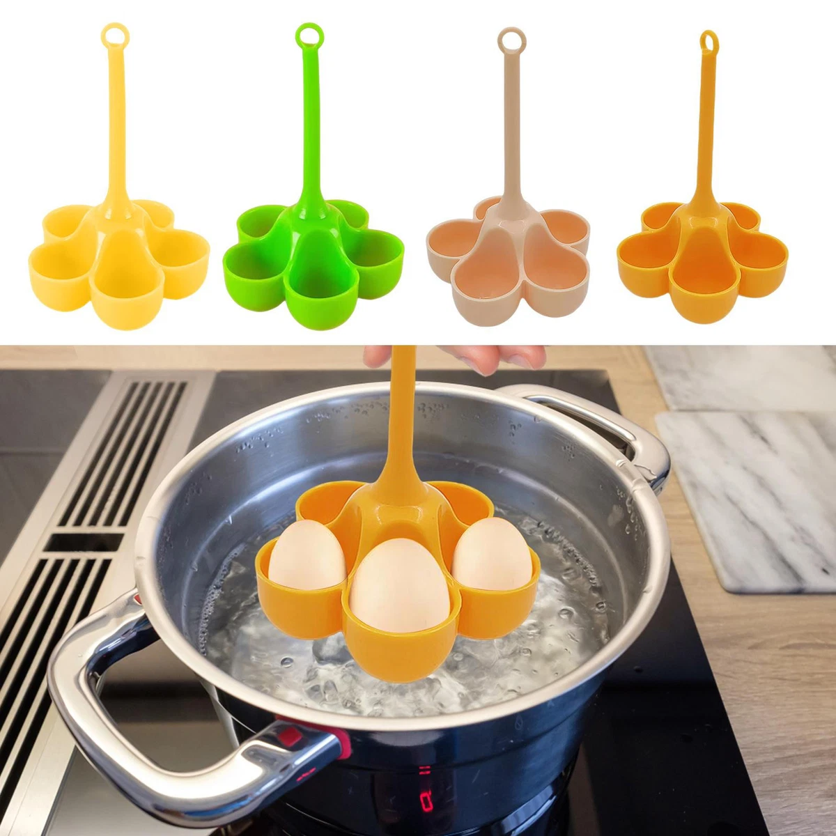 Durable Egg Boiling Steamer Rack kitchen Gadget Egg Boiler Holder-5  Compartments