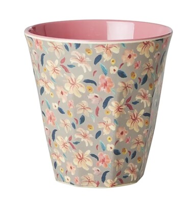RICE Melamin Becher Small Sandy Flower Print,  Two Tone Medium 9 x 9 cm, Blumen