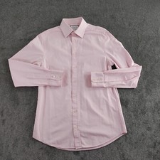 Charles Tyrwhitt Shirt Mens Large Pink Long Sleeve Career Slim Fit