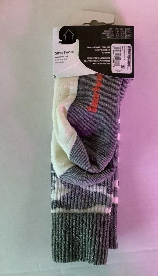 Meias Smartwool Merino lã unissex média caça camuflagem alta tripulação branca com cinza - Imagem 4 de 4