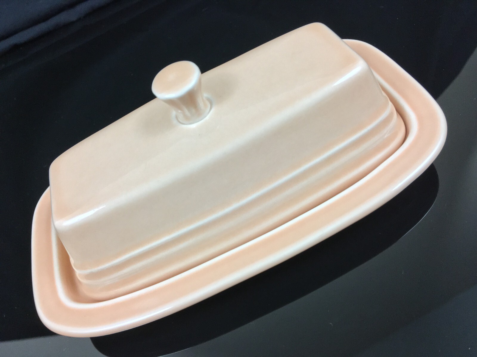 Vintage Fiesta Ware Butter dish with Lid H.L.C. Fiesta USA Peach Color