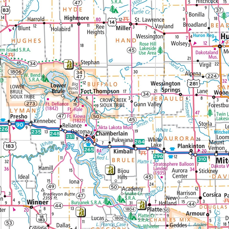 Rand McNally Easy to Fold North Dakota, South Dakota Laminated Map eBay