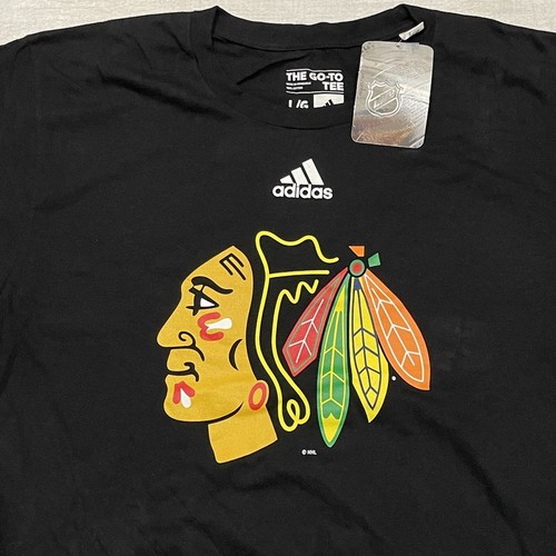 Chicago Blackhawks adidas T Shirt Mens L Black Short Sleeve NHL - Picture 2 of 8