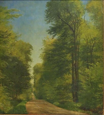 Carl Frederick Aagaard (Danish, 1833-1895) Landscape Oil Painting Dirt Road