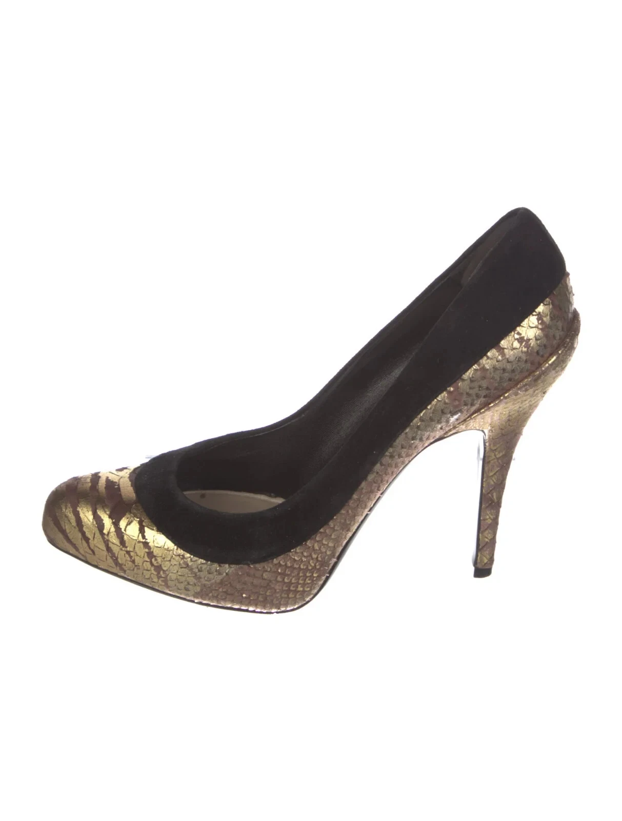 Escarpins Christian Dior femme 9 or imprimé animal cuir bordure daim talon aiguille