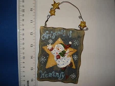 Snowman Ornament wood sign Christmas Is Heavenly 20654 228