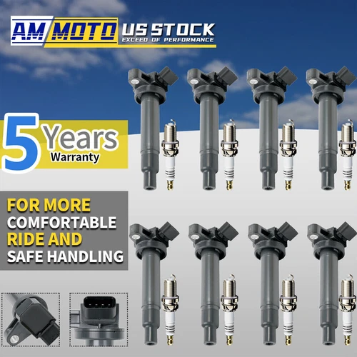 Set of 8 Spark Plug and Ignition Coil Pack For Toyota Tundra 4Runner 4.7L V8 Gas
