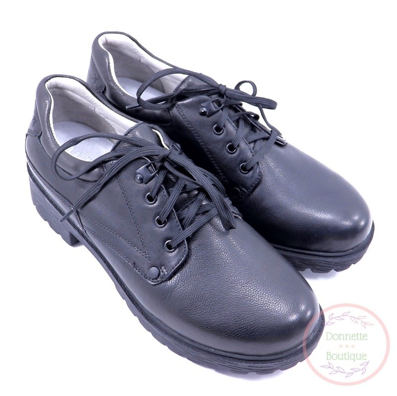 SAOLA ALEGRIA by PG LITE CHERYL Derby Black Leather Oxford Lace up Size 41 New Without