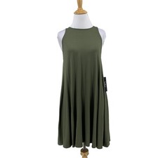 Lulus Dress Womens M Medium Green High Neck Sleeveless Jersey Stretch Flowy 