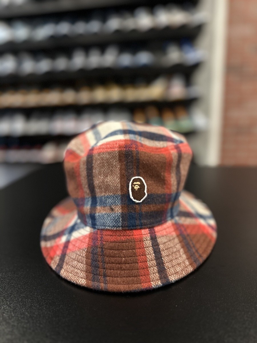 BAPE A Bathing Ape Check Denim Bucket Hat Indigo 1K30-181