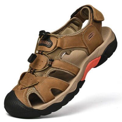 Mens Sandals Closed Toe Leather Fisherman Outdoor Hiking Sport Shoe Brown Size 9 Men main image 4
