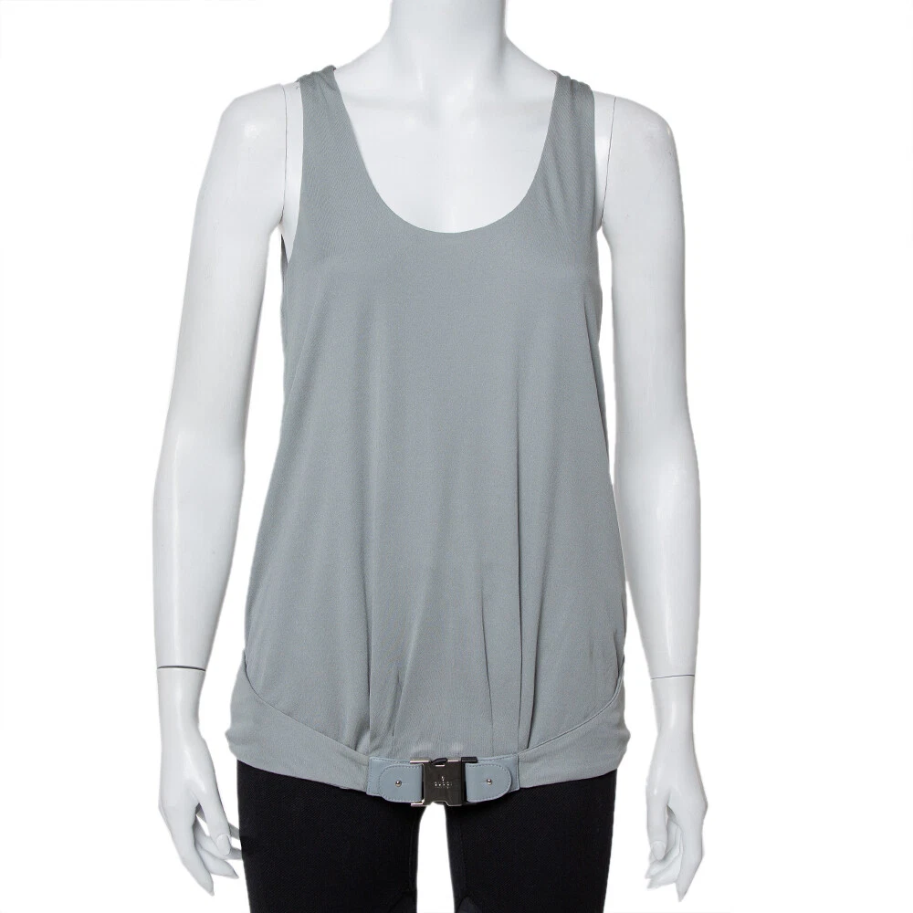 Ceinture en cuir tricoté gris Gucci détail débardeur M