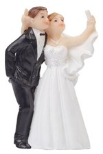 Hochzeitspaar Brautpaar macht Selfie - Tortenaufsatz Hochzeitsfigur Hochzeit