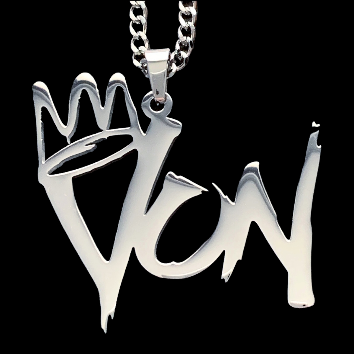 King Von Necklace! Polished Stainless Steel Pendant + Steel Chain