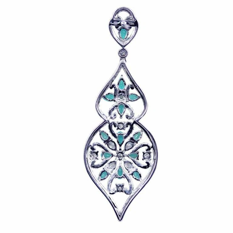 Pendientes colgantes fabulosos de turmalina brasileña Paraiba y circonita cúbica 4,18 TCW Foto 3 de 4