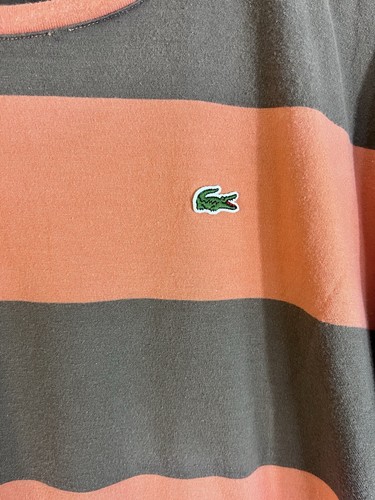Lacoste Shirt Mens Size 9 Orange & Brown Crewneck T-Shirt 100% Cotton - Picture 3 of 10