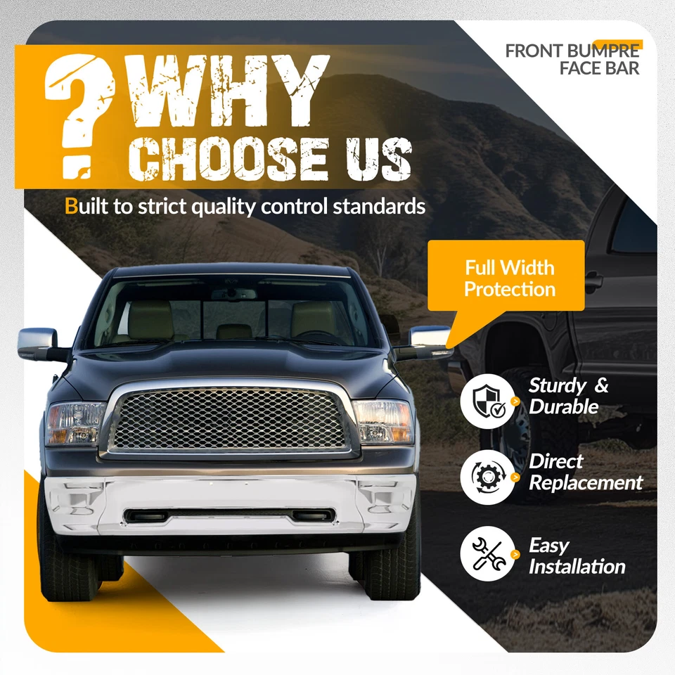 Parachoques delantero cromado para Ram 1500/09-10 2011-2012 Dodge Ram 1500 sin luz antiniebla Foto 3 de 4