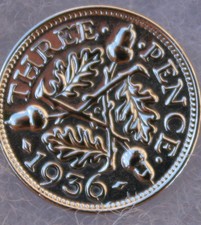 POLISHED SILVER THREE PENCE CHOICE OF DATE 1920-1944 BIRTHDAY PRESENT