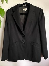 VTG Sz 8 Talbots Lined Wool Stretch Fabric Black Blazer Career Office Business