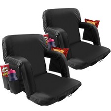 Unheated/Heated Folding Stadium Seat Bleacher Chair  6 Reclining  Arm Support