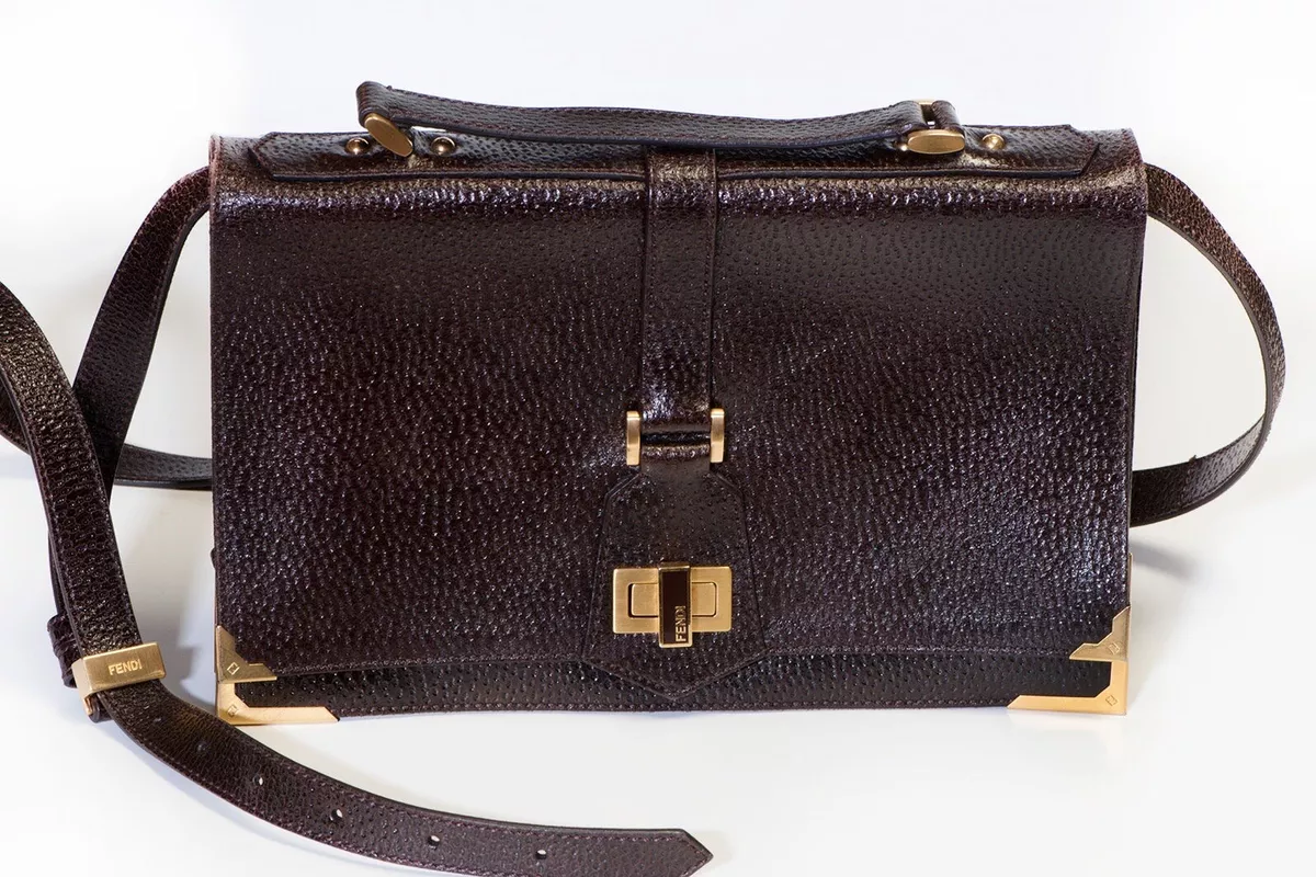 Fendi brown leather clearance bag