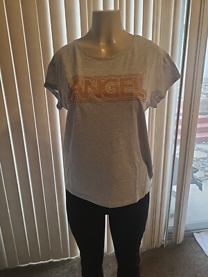 Victoria's Secret Victoria Sport T-Shirt Grey Cotton Blend Womens