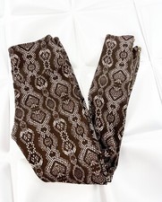 Lysse Sz S Brown Reptile Snakeskin Print Leggings Ankle Zip Ponte Tummy Womens