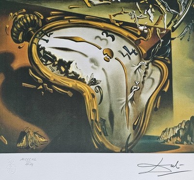 SALVADOR DALI MONTRE MOLLE AU MOMENT HAND NUMBERED PLATE SIGNED LITHOGRAPH ART