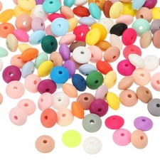 180 Pcs Bulk Silicone Lentil Beads, 12mm Abacus Beads, Multicolor