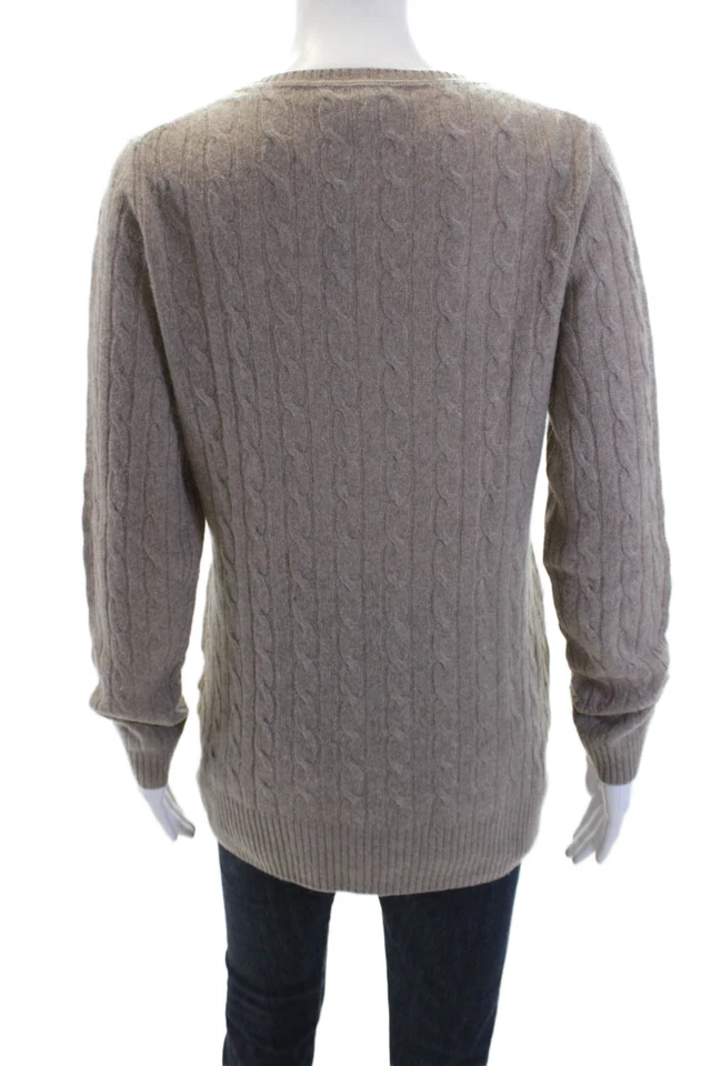 Белый + Warren женщин кашемир кабель вязаный пуловер свитер верхний серо-коричневый размер L - Изображение 3 из 4