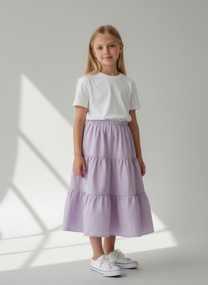 Skirt ORGANIC Girl 10/12 Maxi Purple Ruffle Tier 100% Cotton Mom and Pop's Kids