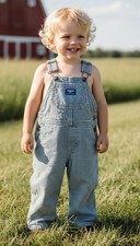 OshKosh B Gosh 12 M Hickory Stripe Railroad Bib Overalls Toddler Engineer Denim