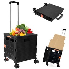 Foldable Utility Cart Folding Portable Rolling Crate Handcart Shopping Trolle...
