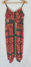 Old Navy Waist-Defined Cami Midi Dress Size M Pockets Pink Orange Paisley Floral