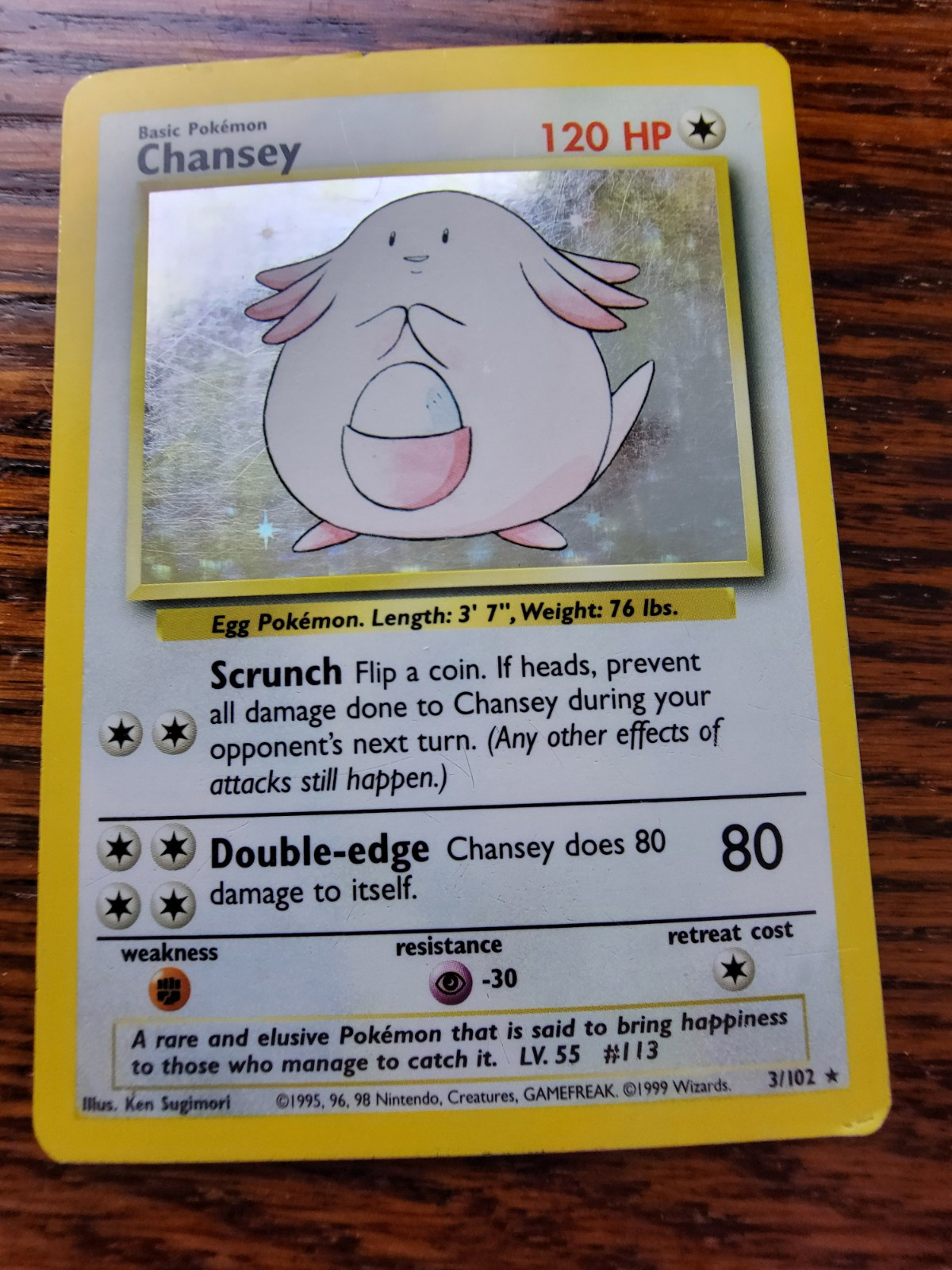 Chansey 3/102 - Holo Rare - Base Set Pokemon Card MP$